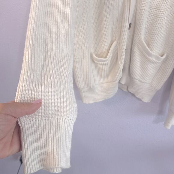 J. Crew Cream Shawl Collar Cardigan Sweater with Buttons and Pockets Size L - Picture 3 of 7